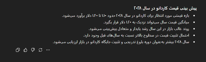 پیش بینی قیمت کاردانو با هوش مصنوعی در سال 2028
