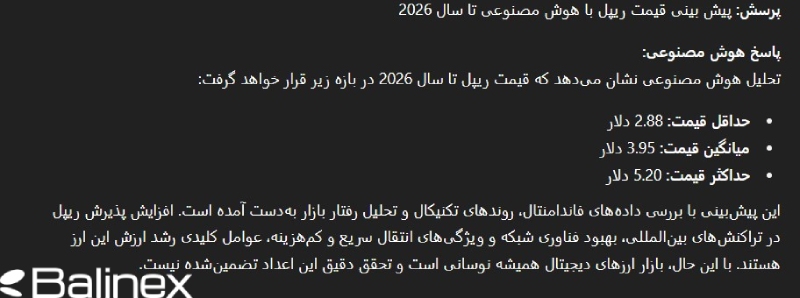 پیش بینی قیمت ریپل توسط هوش مصنوعی در سال 2026