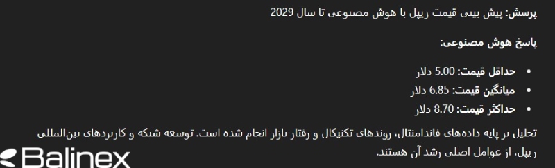 پیش بینی قیمت ریپل توسط هوش مصنوعی در سال 2029