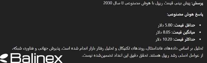 پیش بینی قیمت ریپل توسط هوش مصنوعی در سال 2030