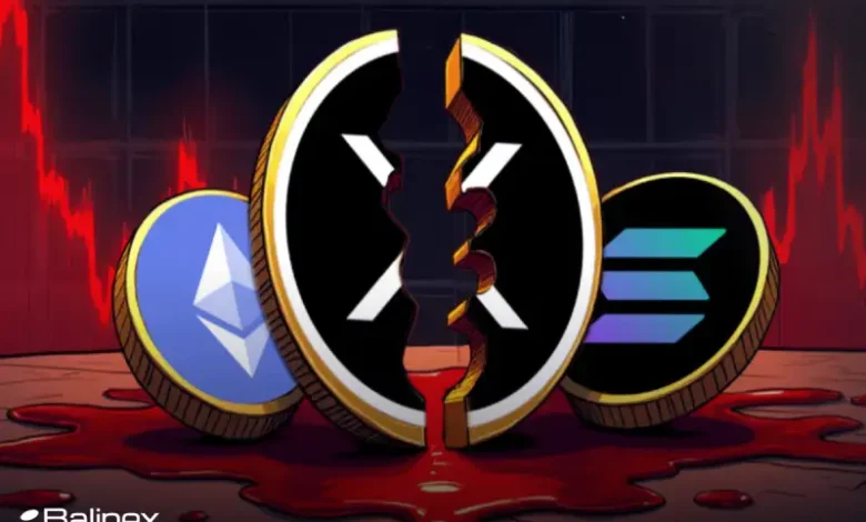 سقوط ۲۰۰ میلیارد دلاری بازار کریپتو؛ اتریوم، سولانا و ریپل در لبه پرتگاه!