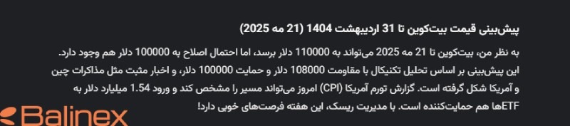 پیش بینی هوش مصنوعی درباره قیمت بیت کوین تا هفته آینده