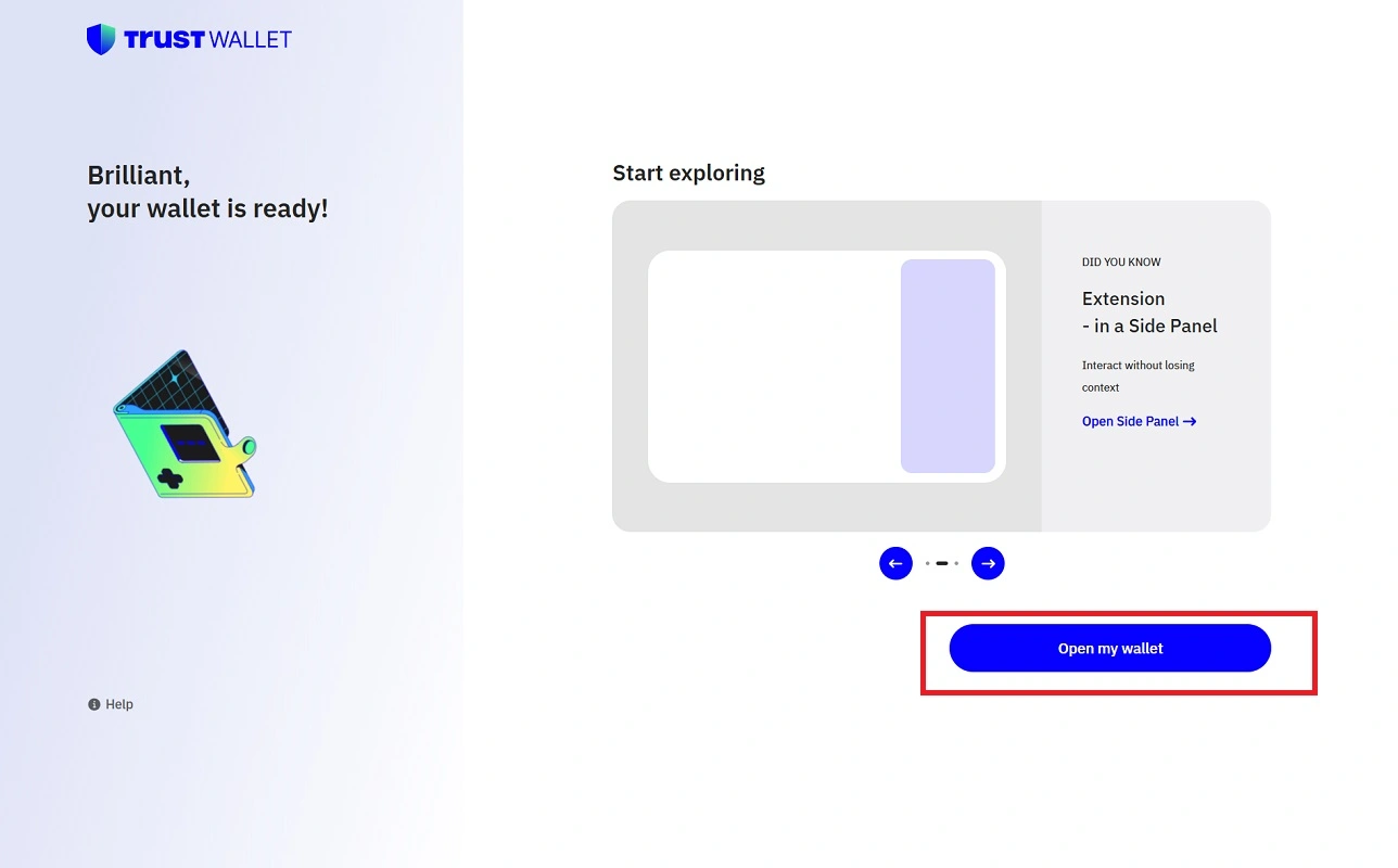 بازکردن کیف پول تراست ولت