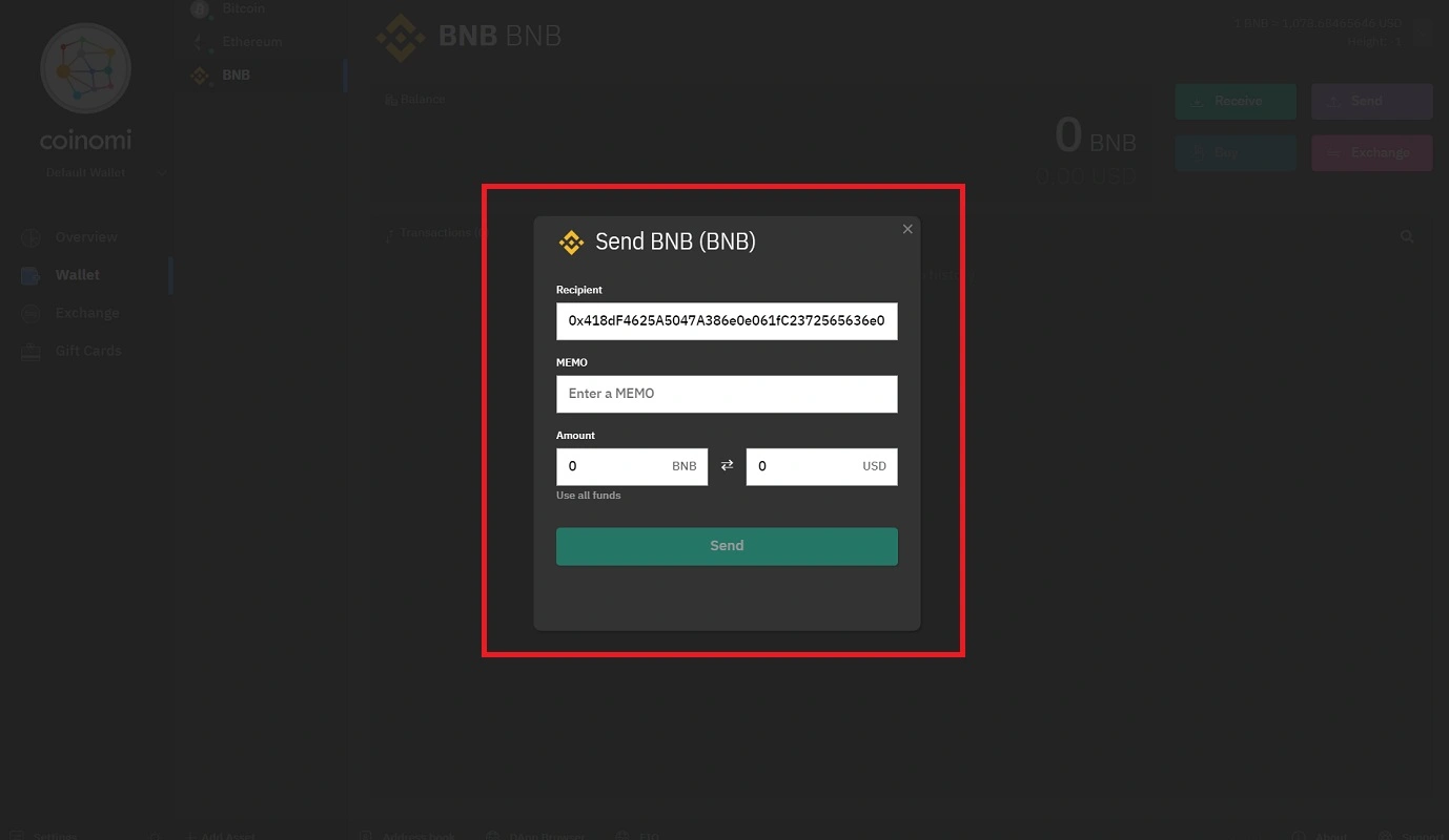 صفحه ارسال از کوینومی