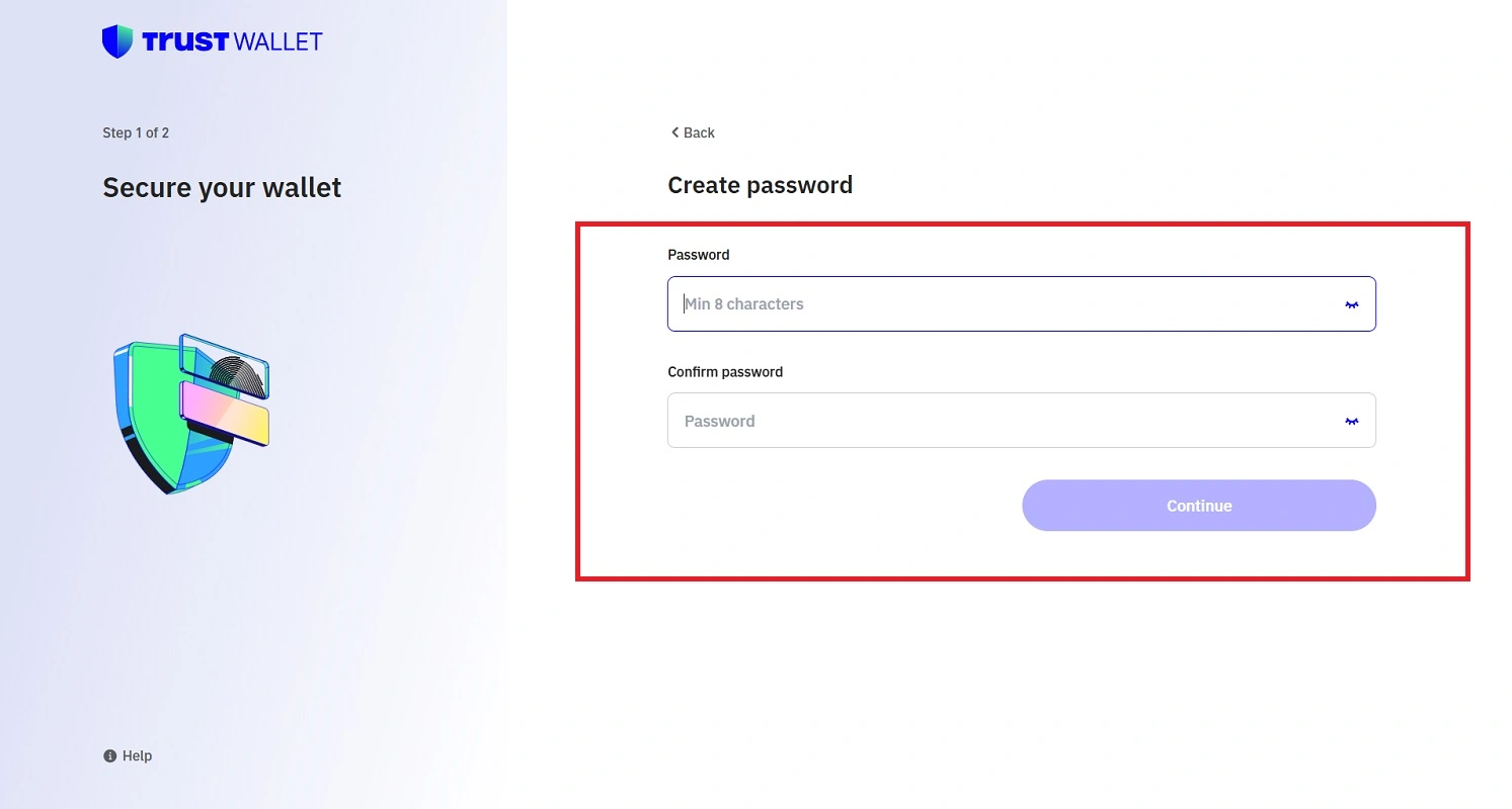ایجاد رمز برای تراست ولت