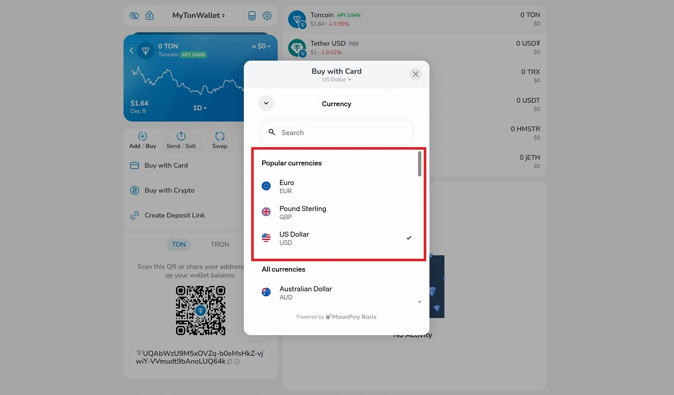 انتخاب واحد پولی برای خرید تون در مای تون ولت