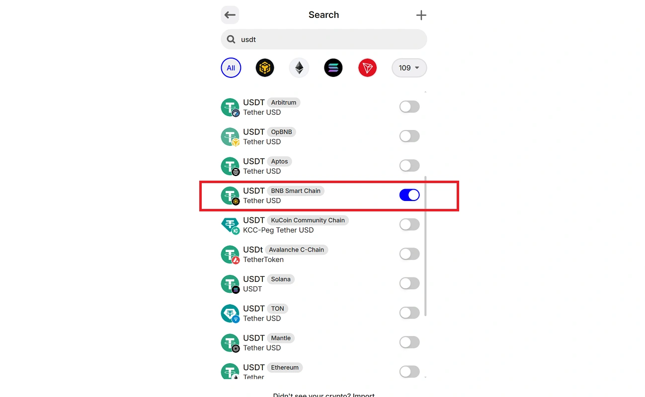 انتخاب شبکه تتر در تراست ولت