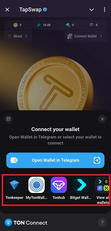 کیف پول های پشتیبانی شده در ربات تپ سواپ 