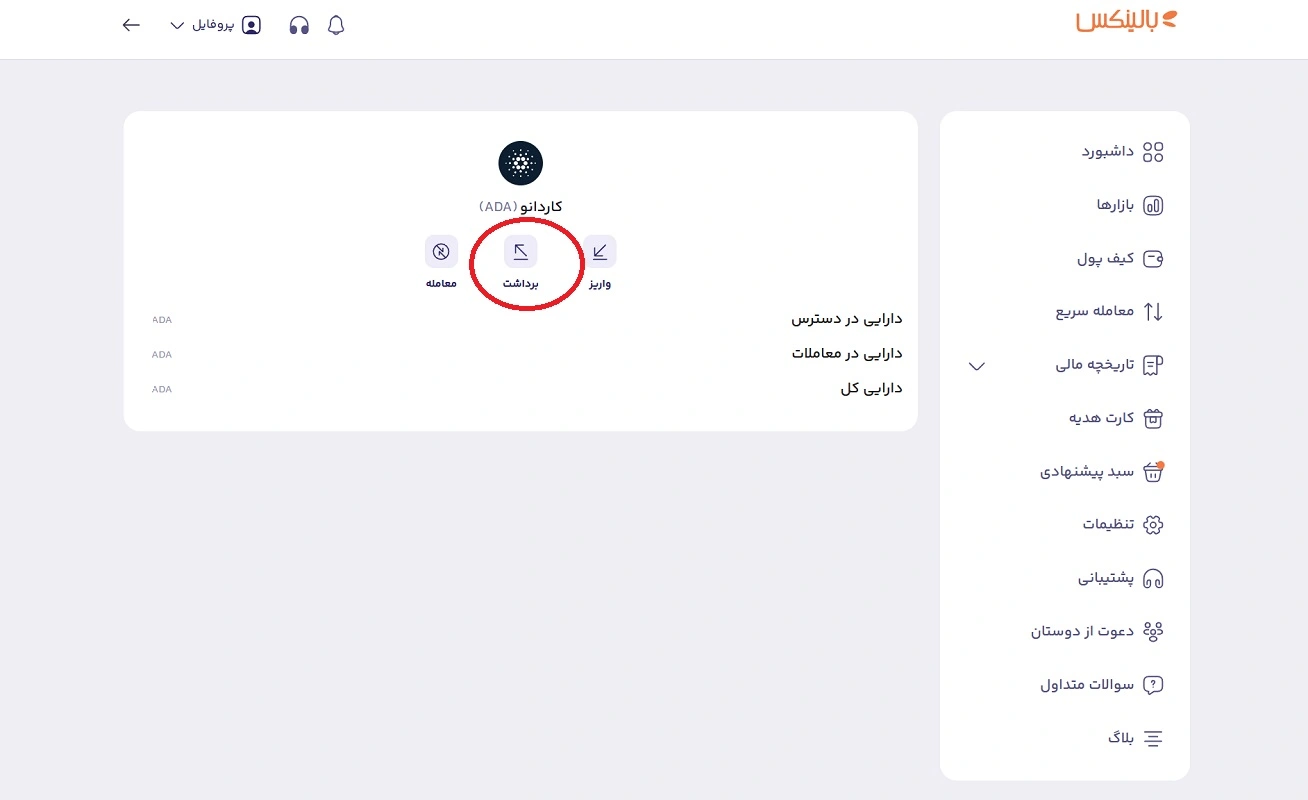 برداشت کاردانو از حساب بالینکس