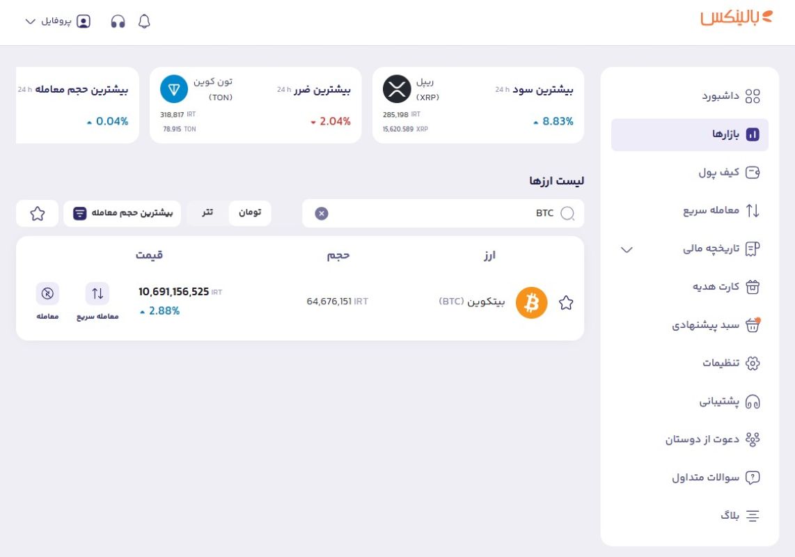 جفت معاملاتی USDT/BTC