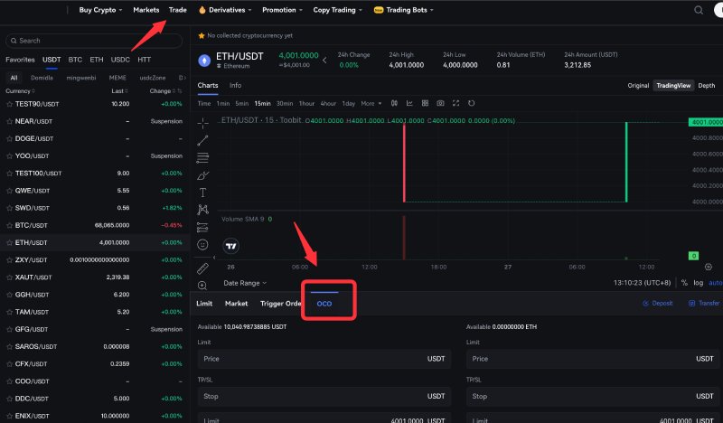 نحوه تنظیم سفارش OCO در صرافی