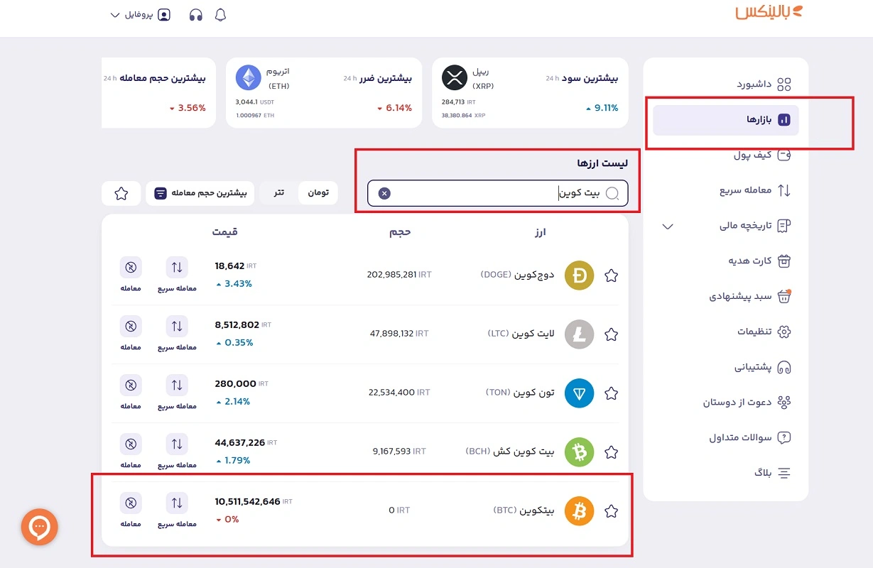 بازار معاملات بالینکس
