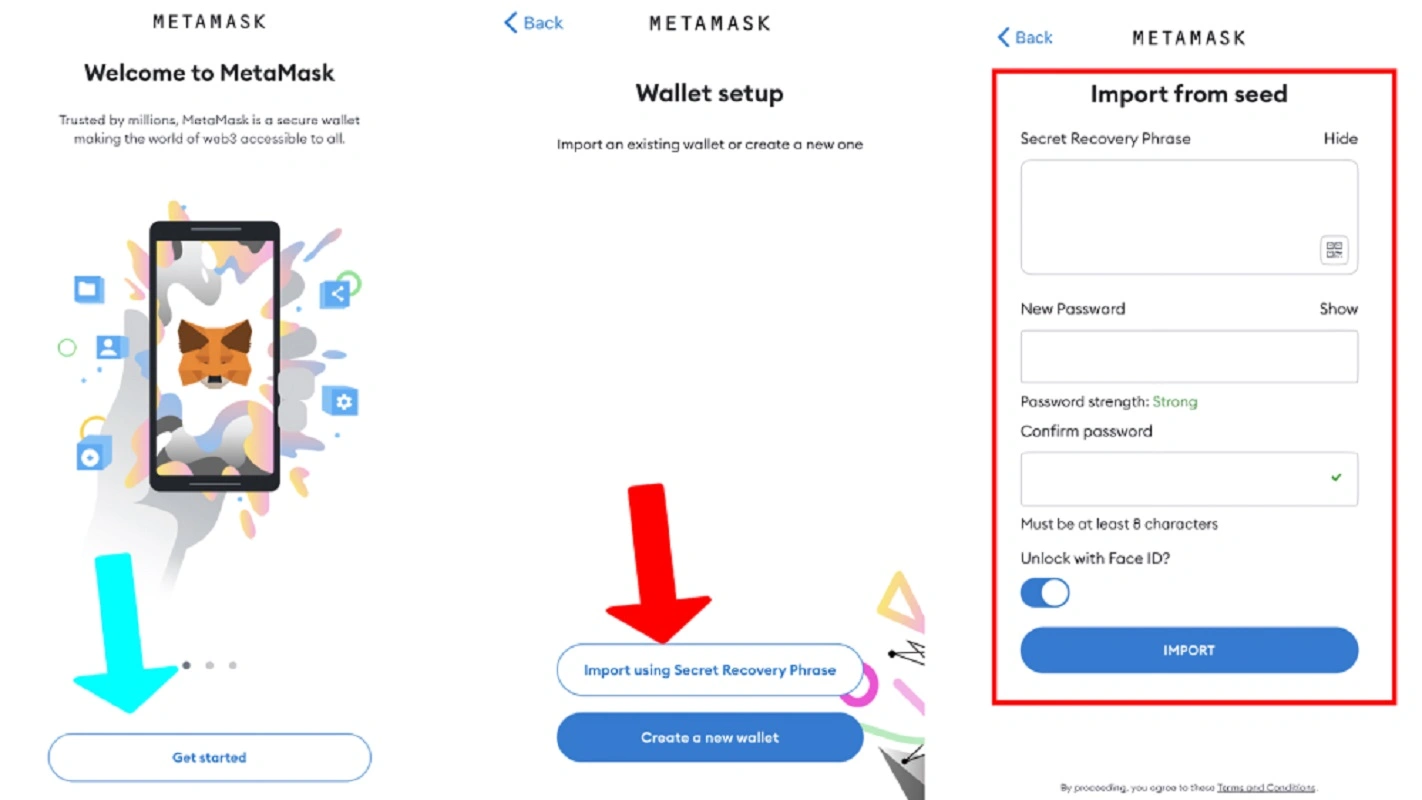 بازیابی کیف پول متامسک موبایل