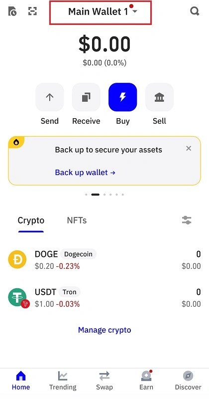 انتخاب کیف پول در تراست ولت