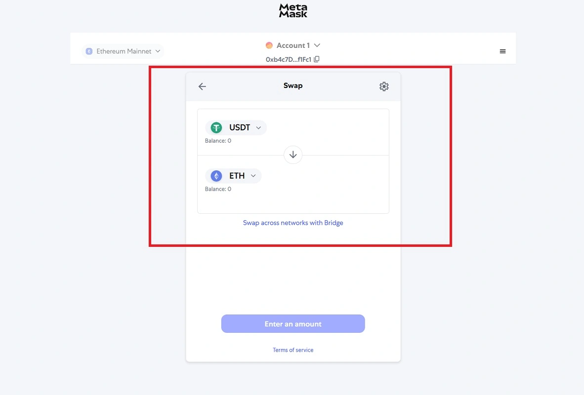 سواپ کردن تتر به اتریوم در متامسک