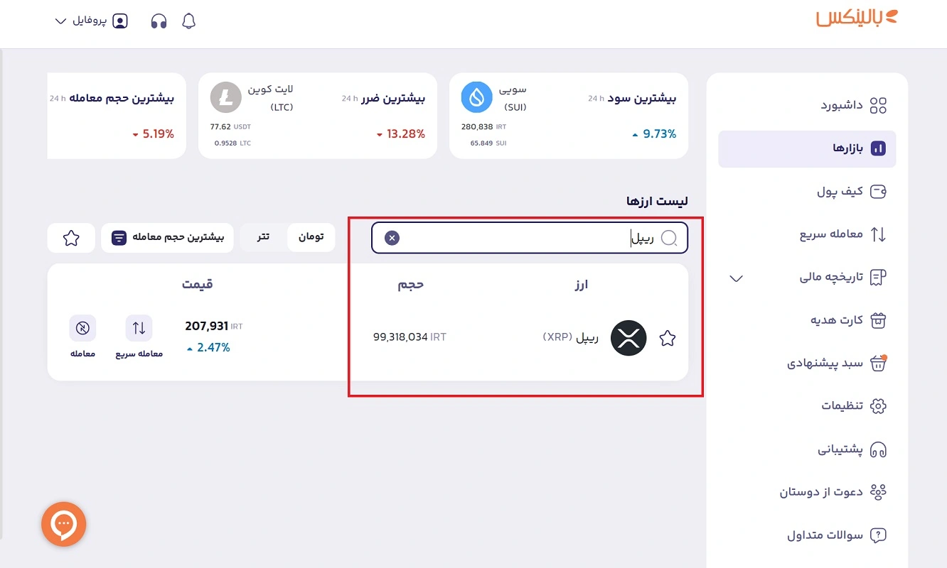 ارز دیجیتال ریپل در بالینکس