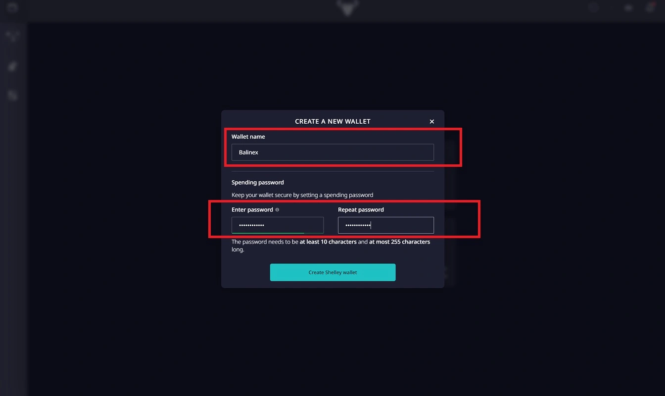 انتخاب اسم و رمز برای کیف پول ددالوس 