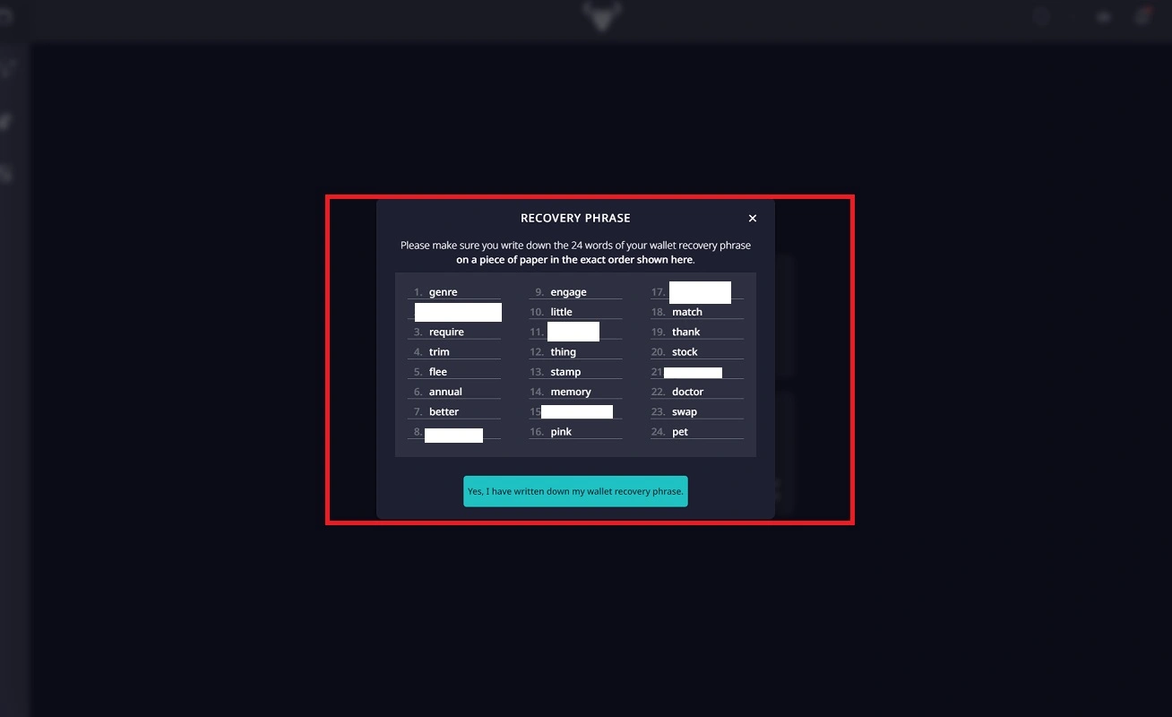 عبارت بازیابی کیف پول ددالوس