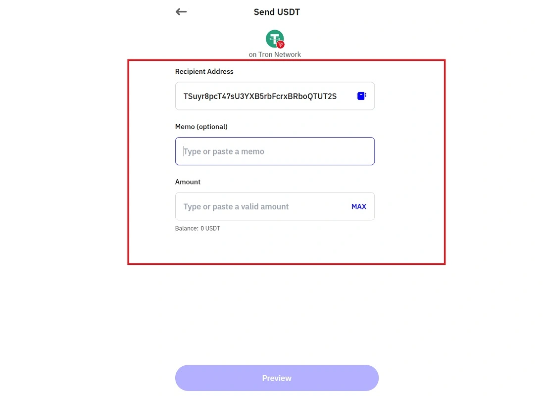 فرم بخش تراکنش برداشت تراست ولت