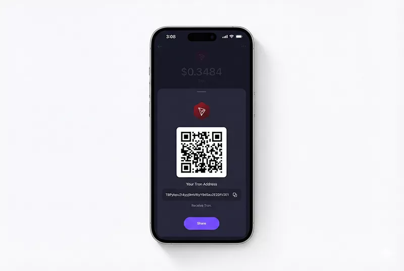 دریافت آدرس یا کد QR در کیف پول اکسودوس