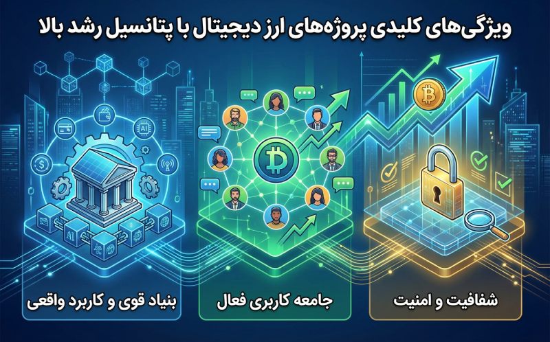 ویژگی‌های کلیدی پروژه‌های ارز دیجیتال با پتانسیل رشد بالا