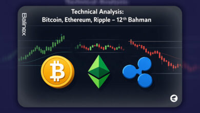 تحلیل تکنیکال بیت کوین، اتریوم و ریپل امروز ۱۲ بهمن